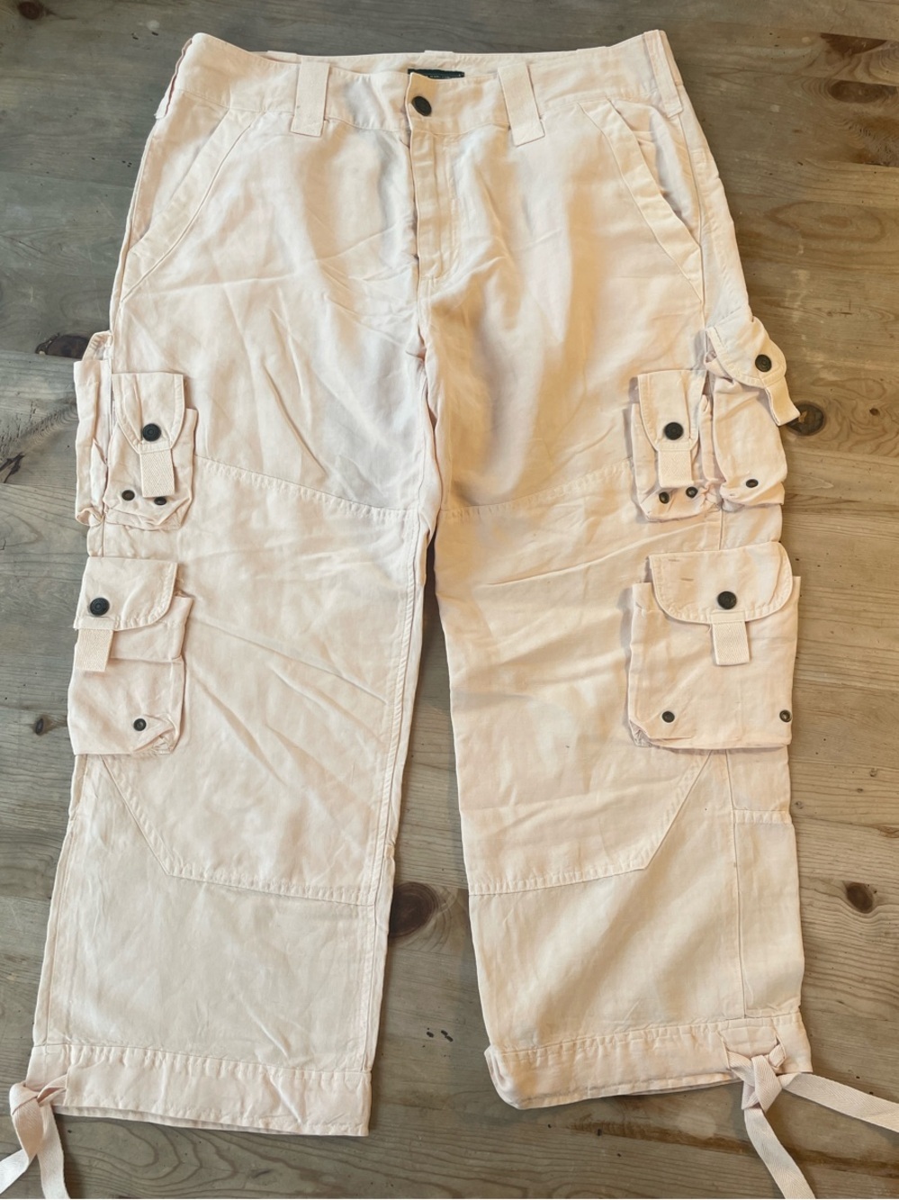 Lauren Jeans Co Peach Linen Blend Cargo Pants Ralph Lauren Safari Chic Resort